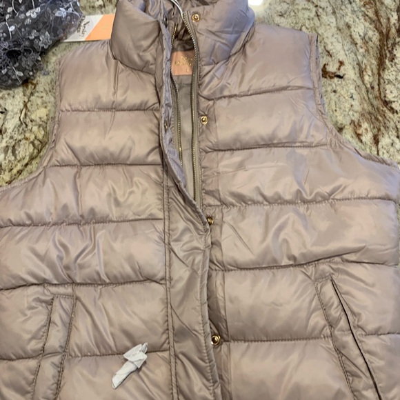 Neslay design.  light mauve winter pucker vest w/gold zip new with tags. Small - Picture 2 of 3
